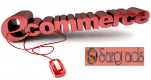 3D rendering of the word e-commerce connected to a computer mouse